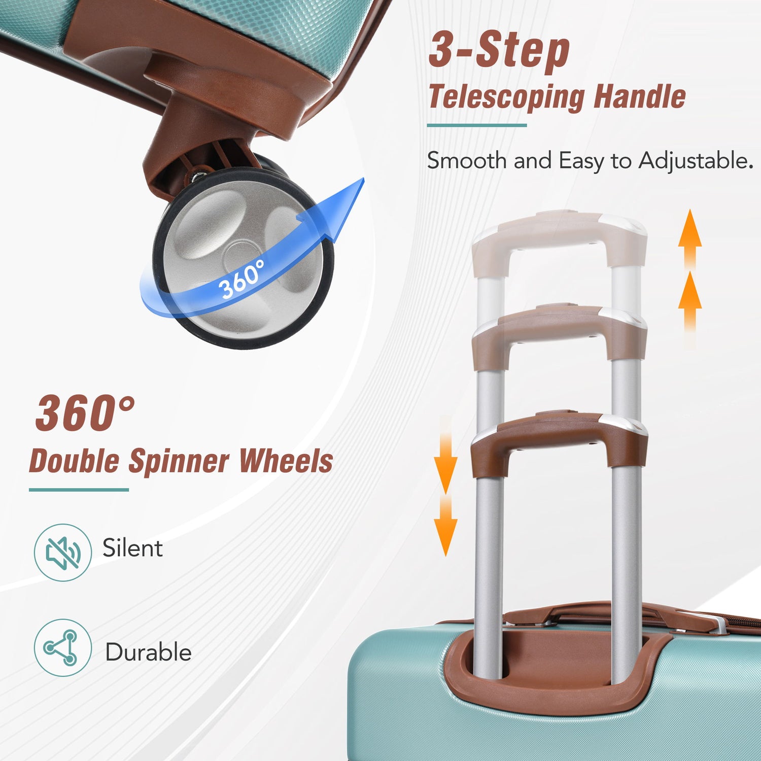 Hardshell Luggage With Tsa Lock, 24&quot; Expandable Lightweight Suitcase With Spinner Wheels, Single Vintage Luggage