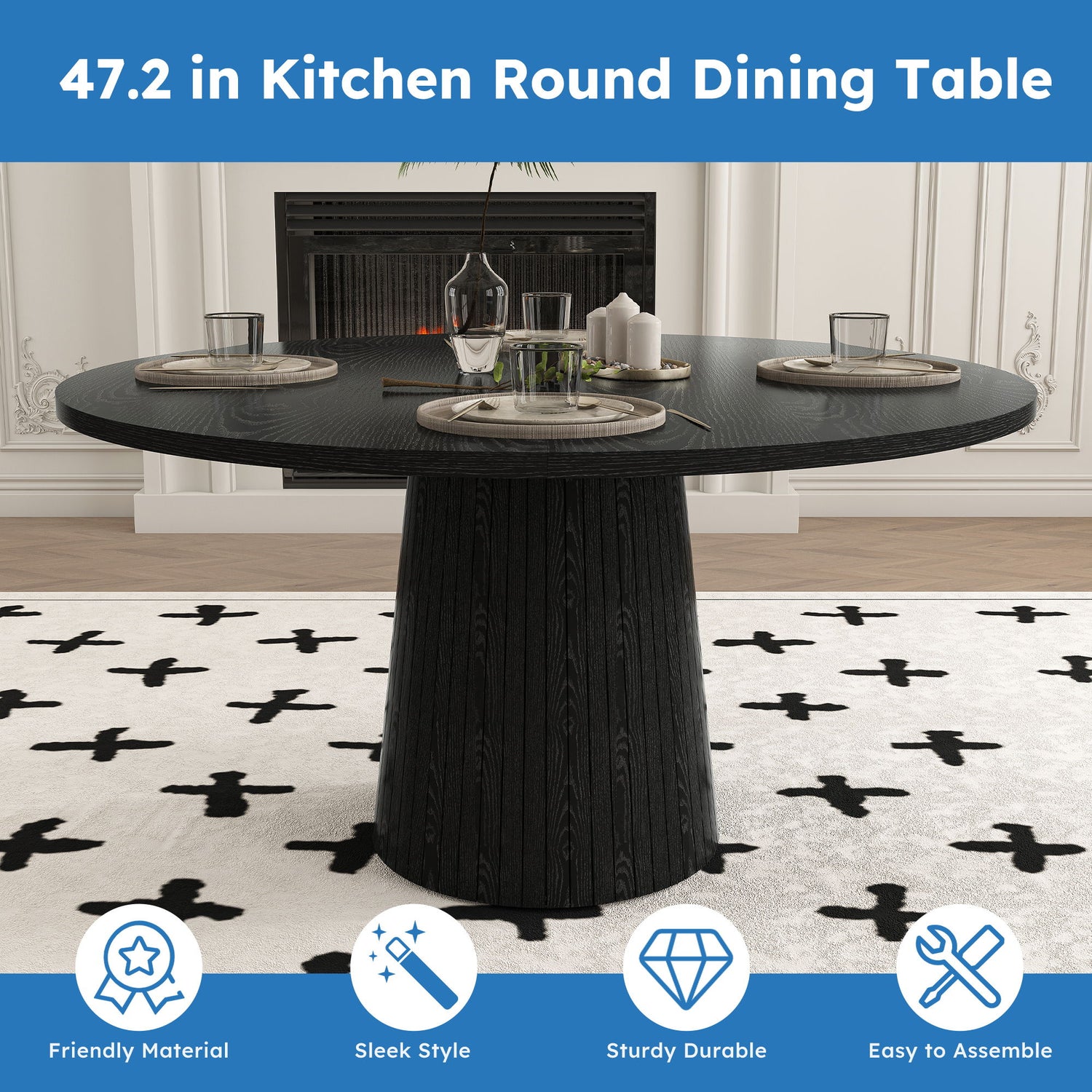 Round Dining Table With Strip Base