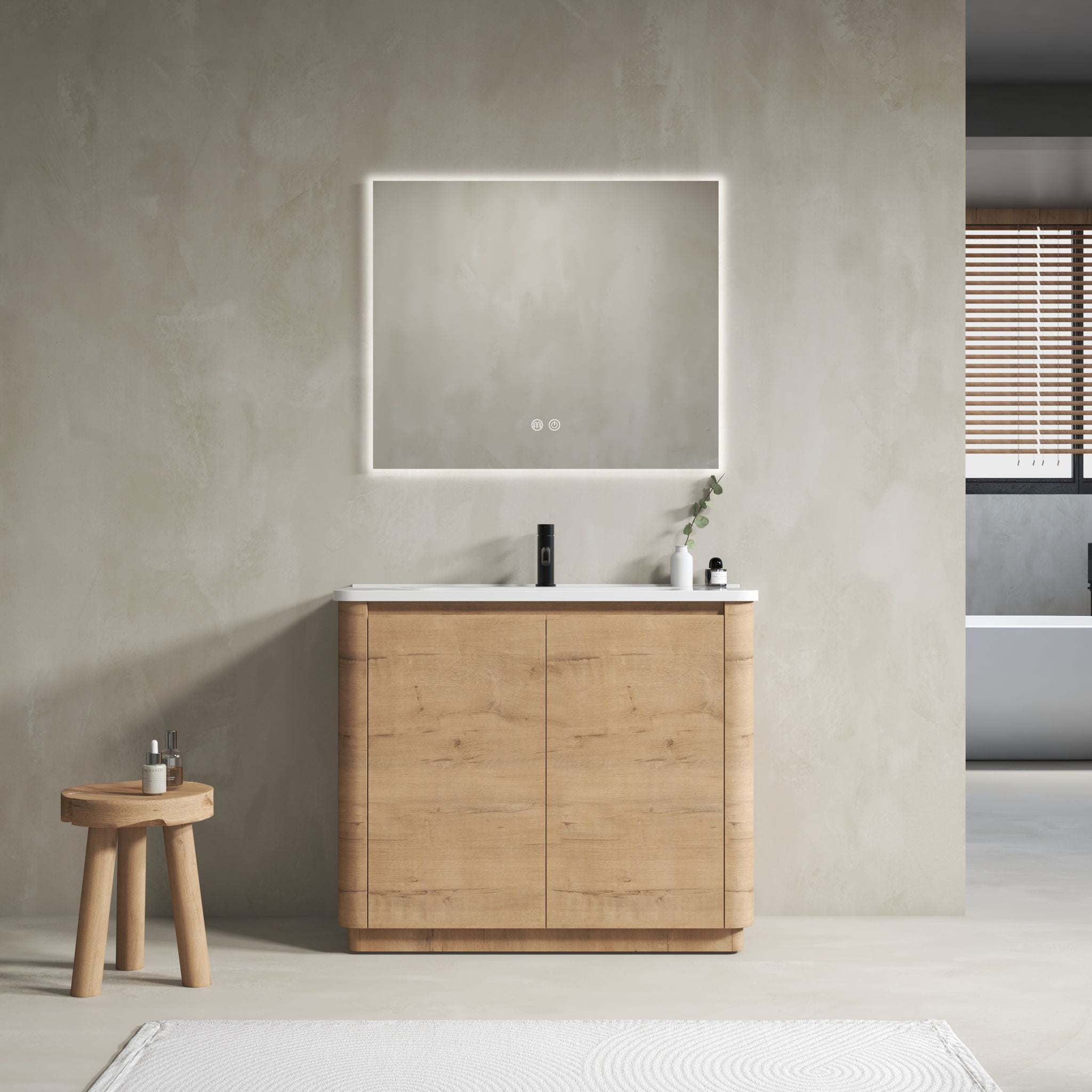 Freestanding Bathroom Vanity With Sink &amp; 2 Soft Close Doors