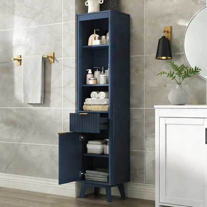 Tall Bathroom Storage Cabinet With Adjustable Shelves And 1 Drawer &amp; Door