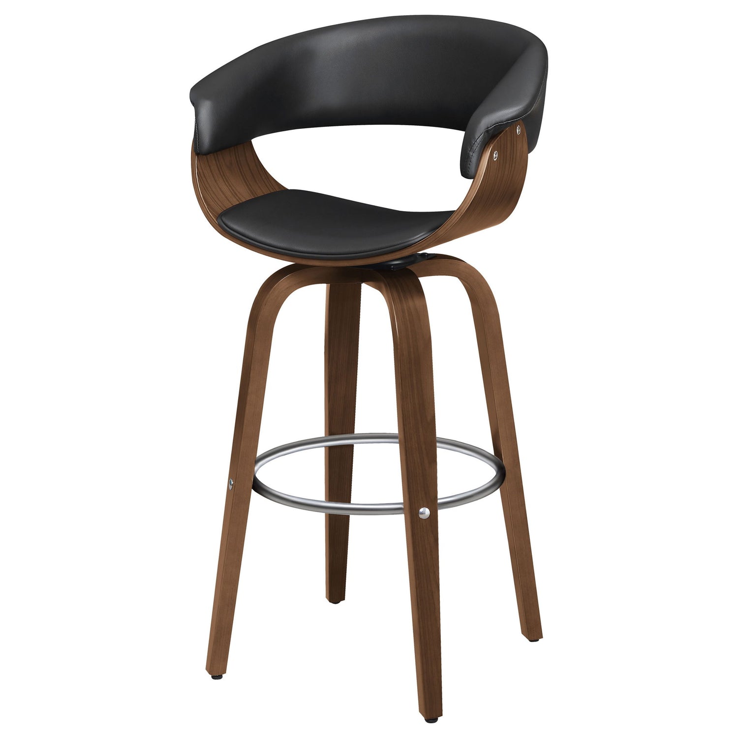 Swivel Bar Stool Elegant Design With Upholstery - Walnut