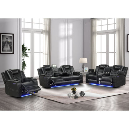 Benz - LED &amp; Power Recliner With Adjustable Headrests And Ambient LED Lighting