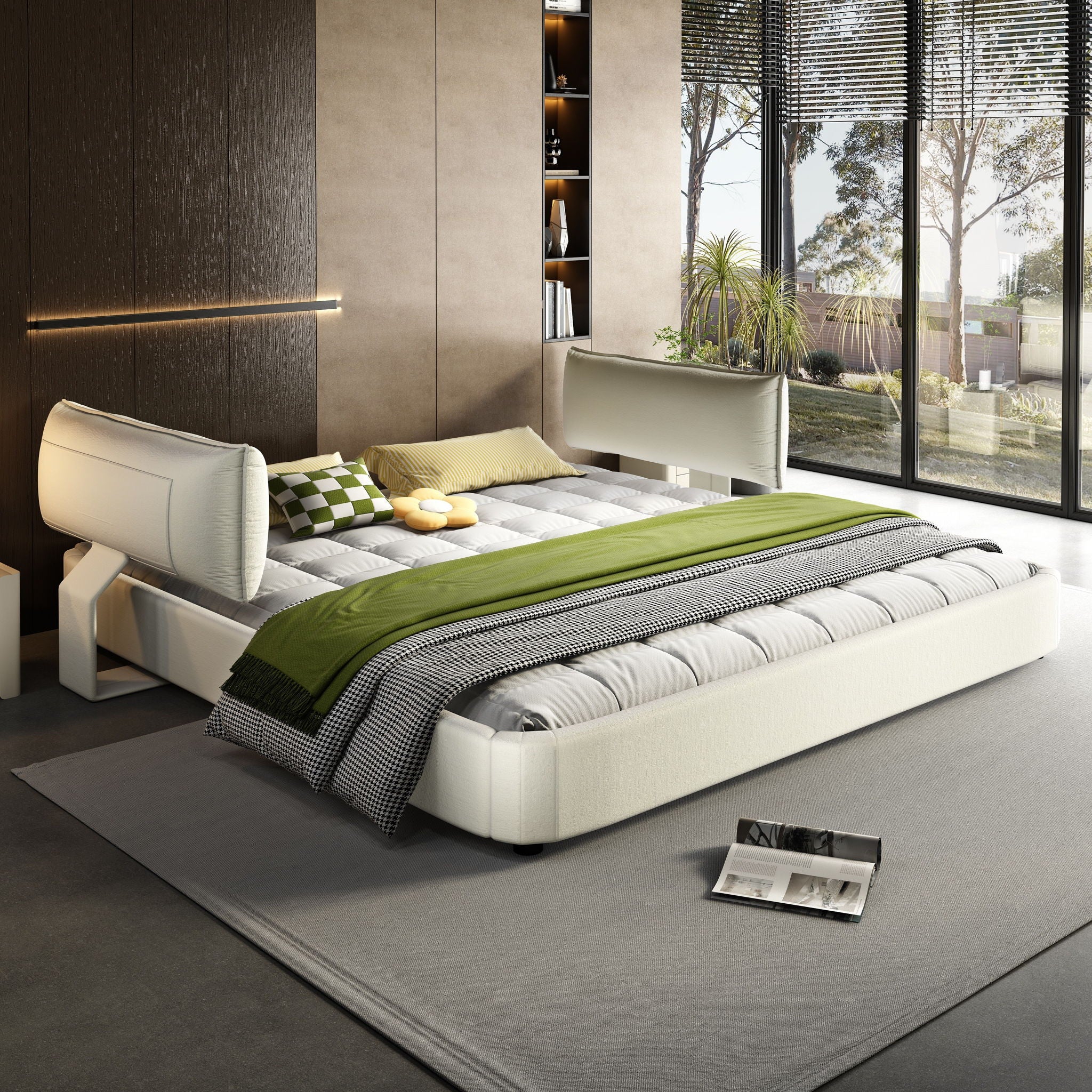 Cloud Bed Frame With Oversized Padded Movable Headboard