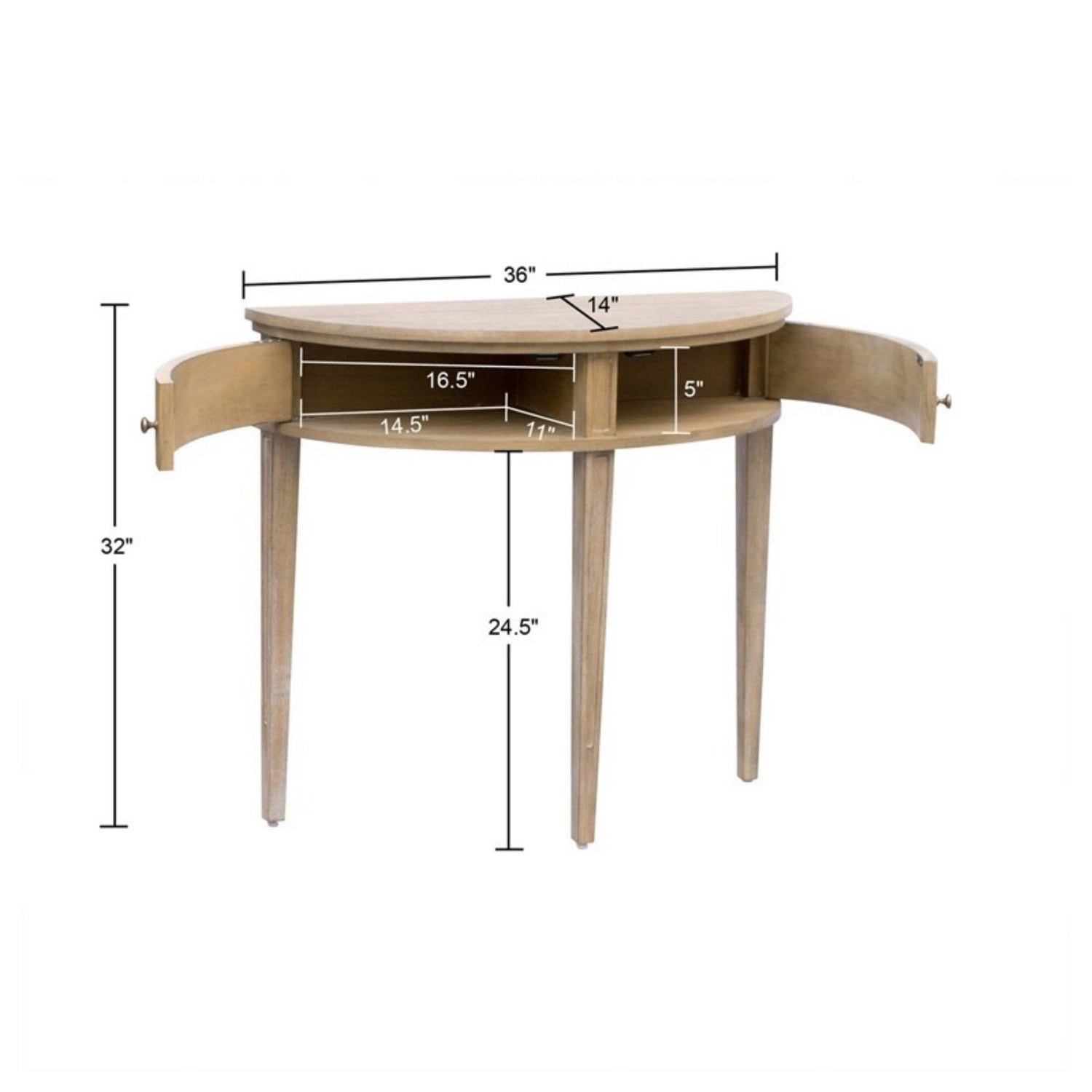 Vintage Inspired Storage Console Table With Fluted Doors