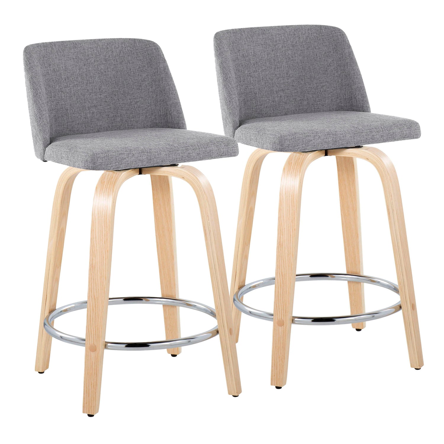 Toriano - Contemporary Fixed Height Counter Stool &amp; Swivel And Round Footrest (Set of 2)