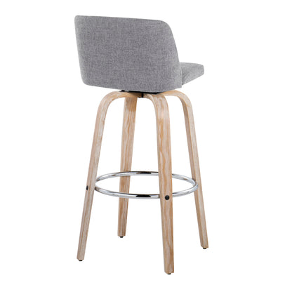 Toriano - Contemporary Fixed Height Barstool With Swivel &amp; Round Footrest (Set of 2)