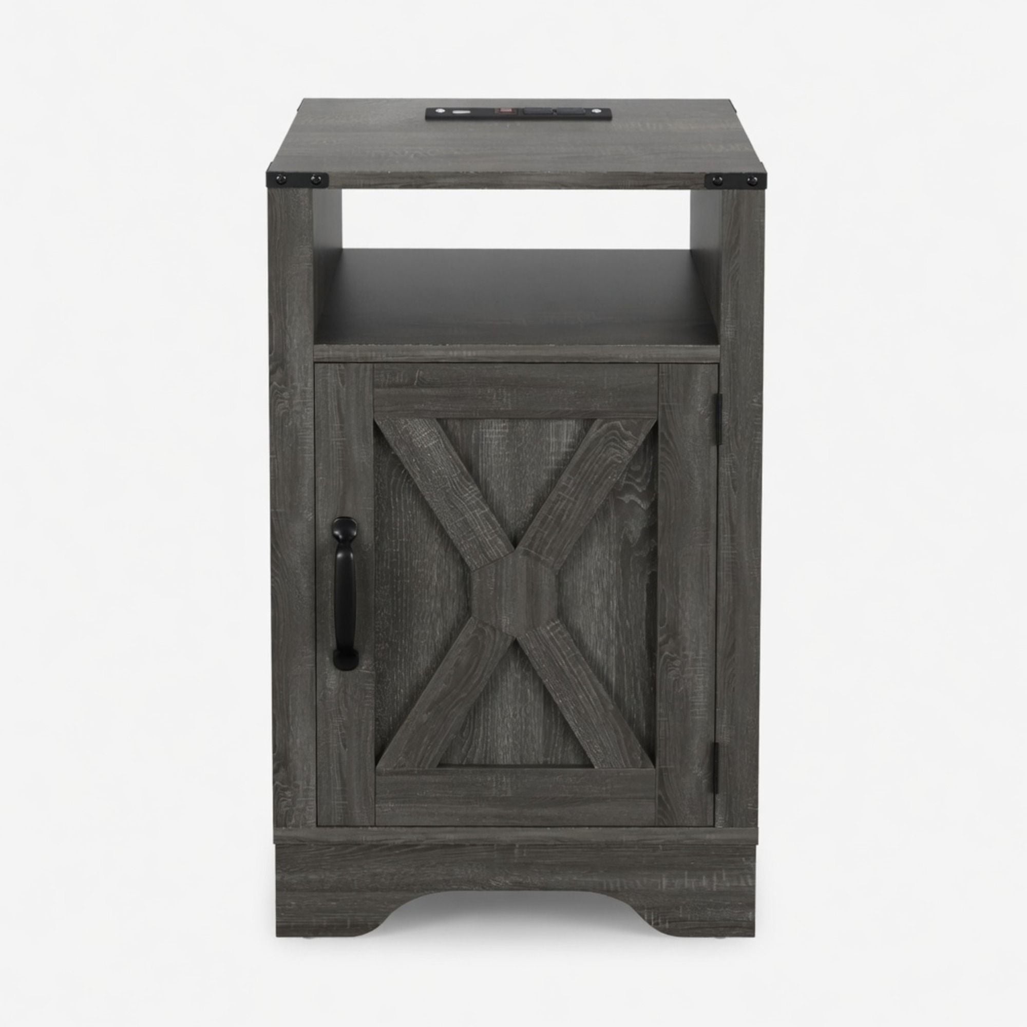 Farmhouse Nightstand, Charging Station &amp; Storage
