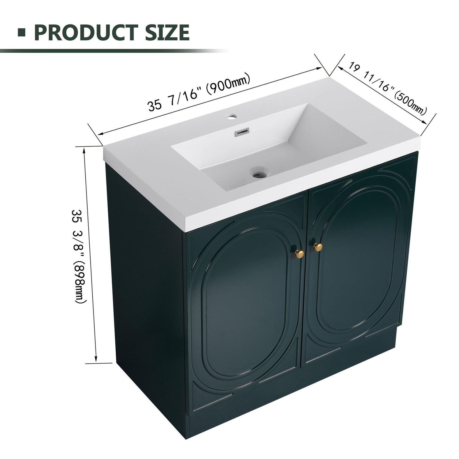Contemporary Freestanding Bathroom Vanity With Resin Sink &amp; Soft-Close Cabinet Doors
