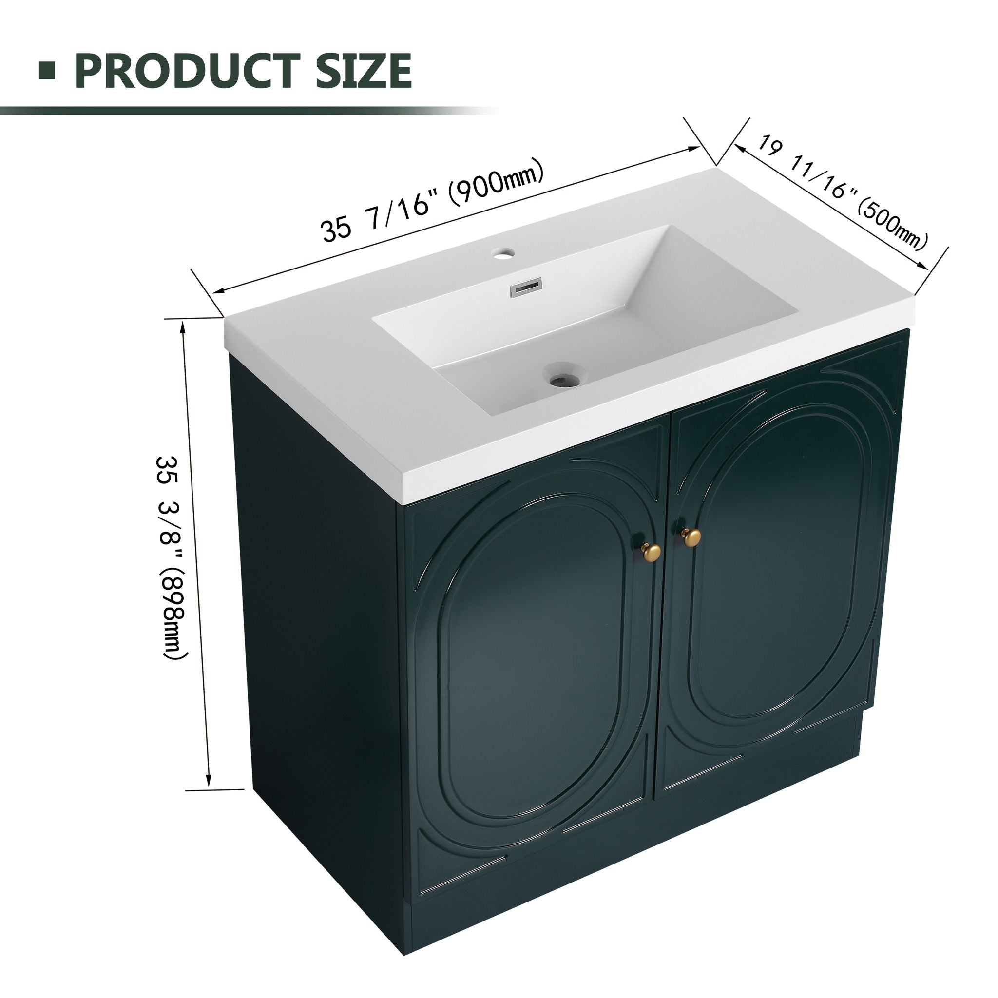 Contemporary Freestanding Bathroom Vanity With Resin Sink &amp; Soft-Close Cabinet Doors