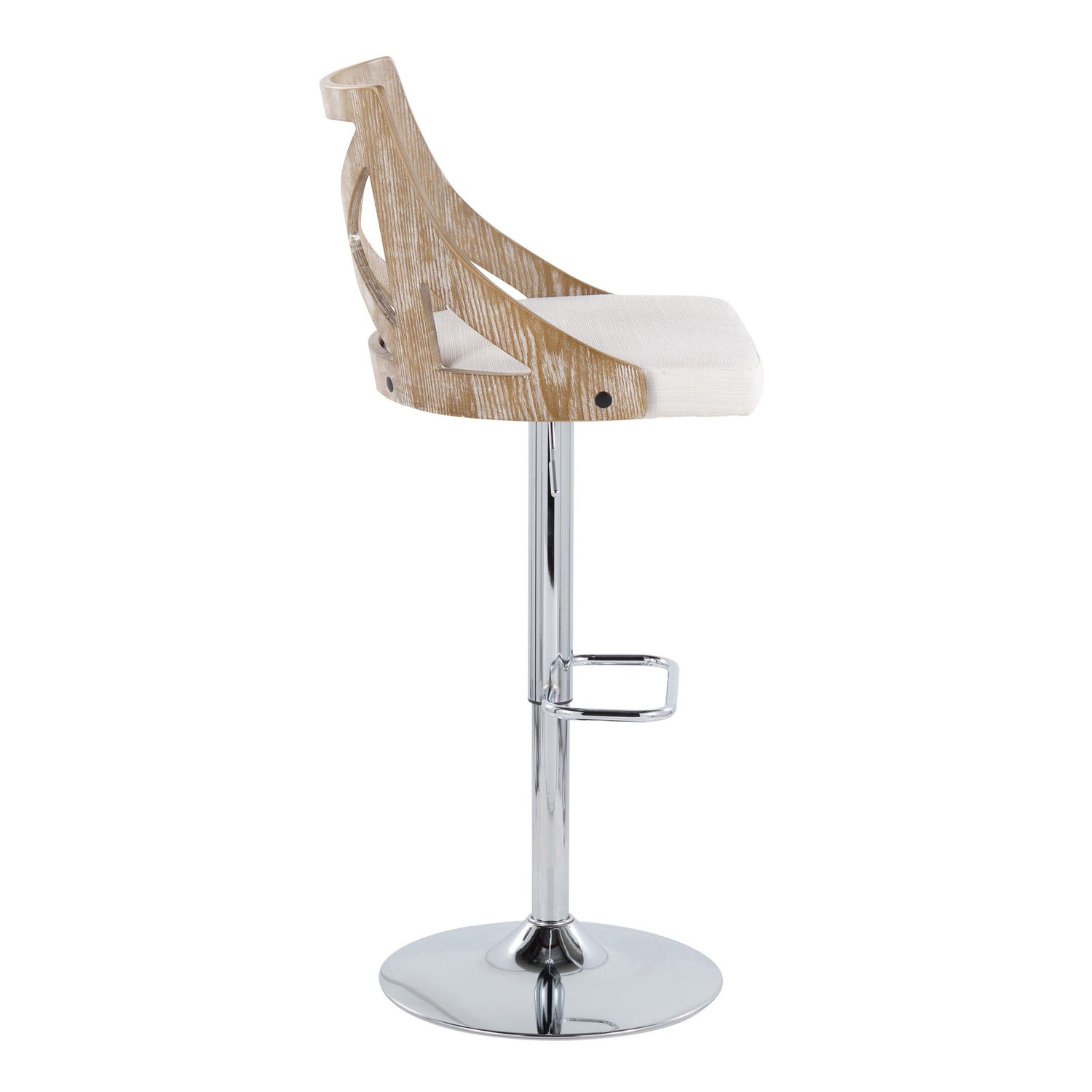 Charlotte - Farmhouse Adjustable Height Barstool &amp; Swivel Rounded Rectangle Footrest (Set of 2)