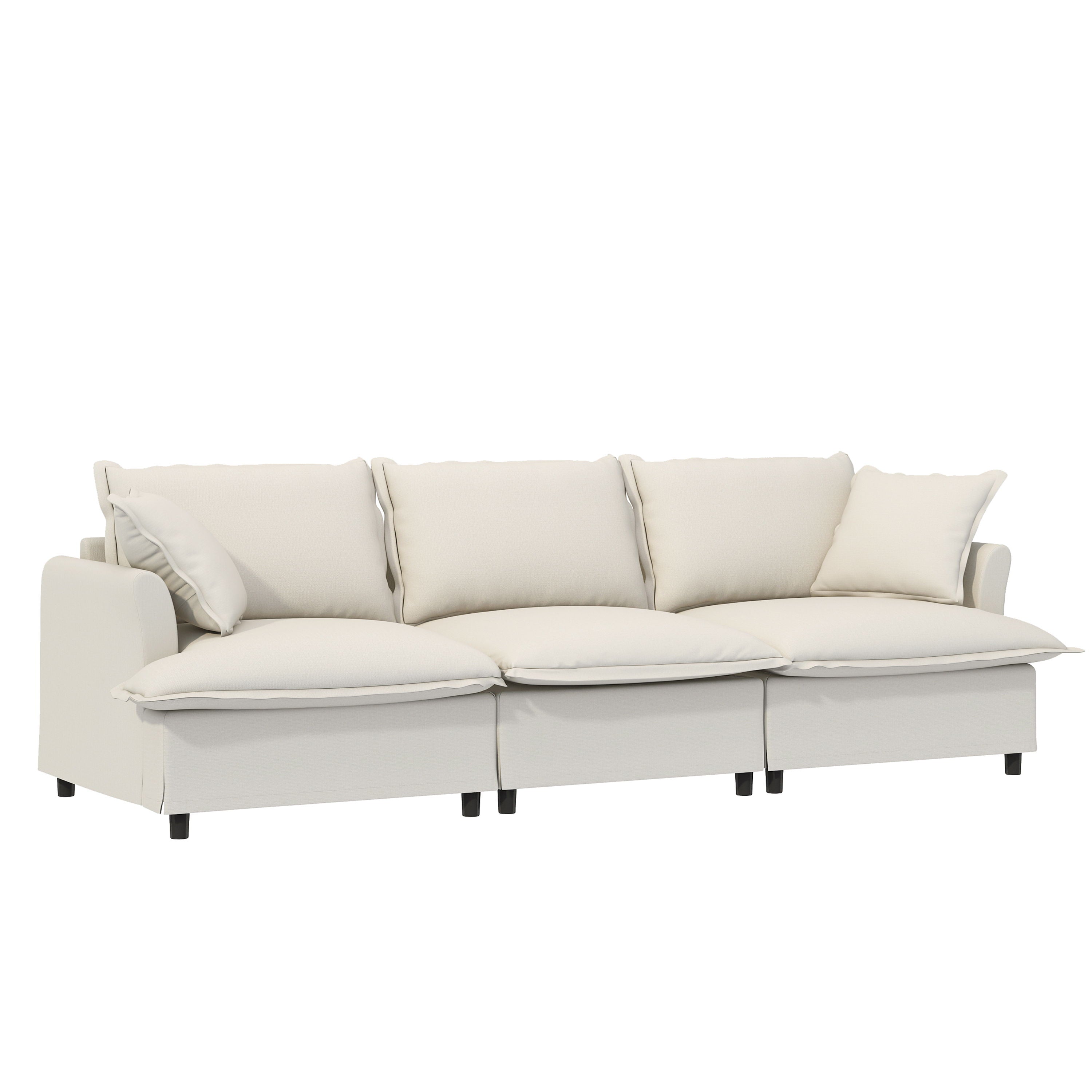 Living Room Set Modular Sectional Couch, Upholstered Sofa &amp; Armchair &amp; Movable Ottoman