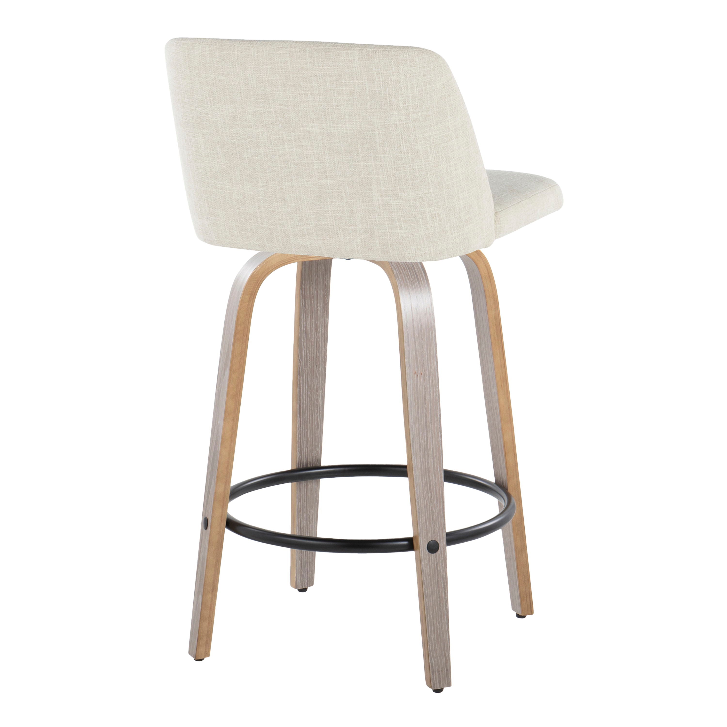 Toriano - Contemporary Fixed Height Counter Stool Swivel &amp; Round Footrest (Set of 2)