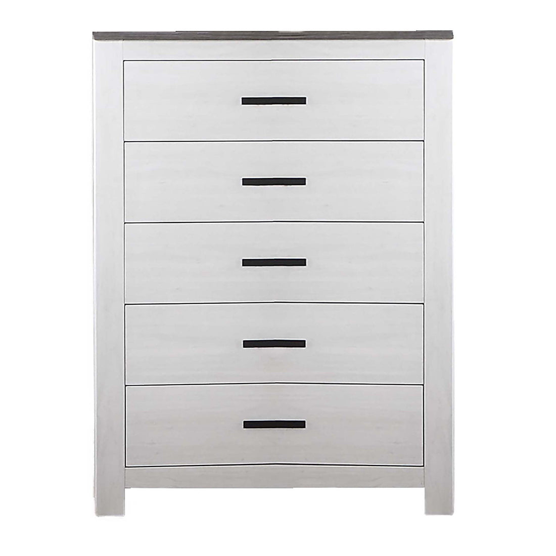 1 Piece Chest 2 Tone Sleek Bar Bedroom Furniture - White