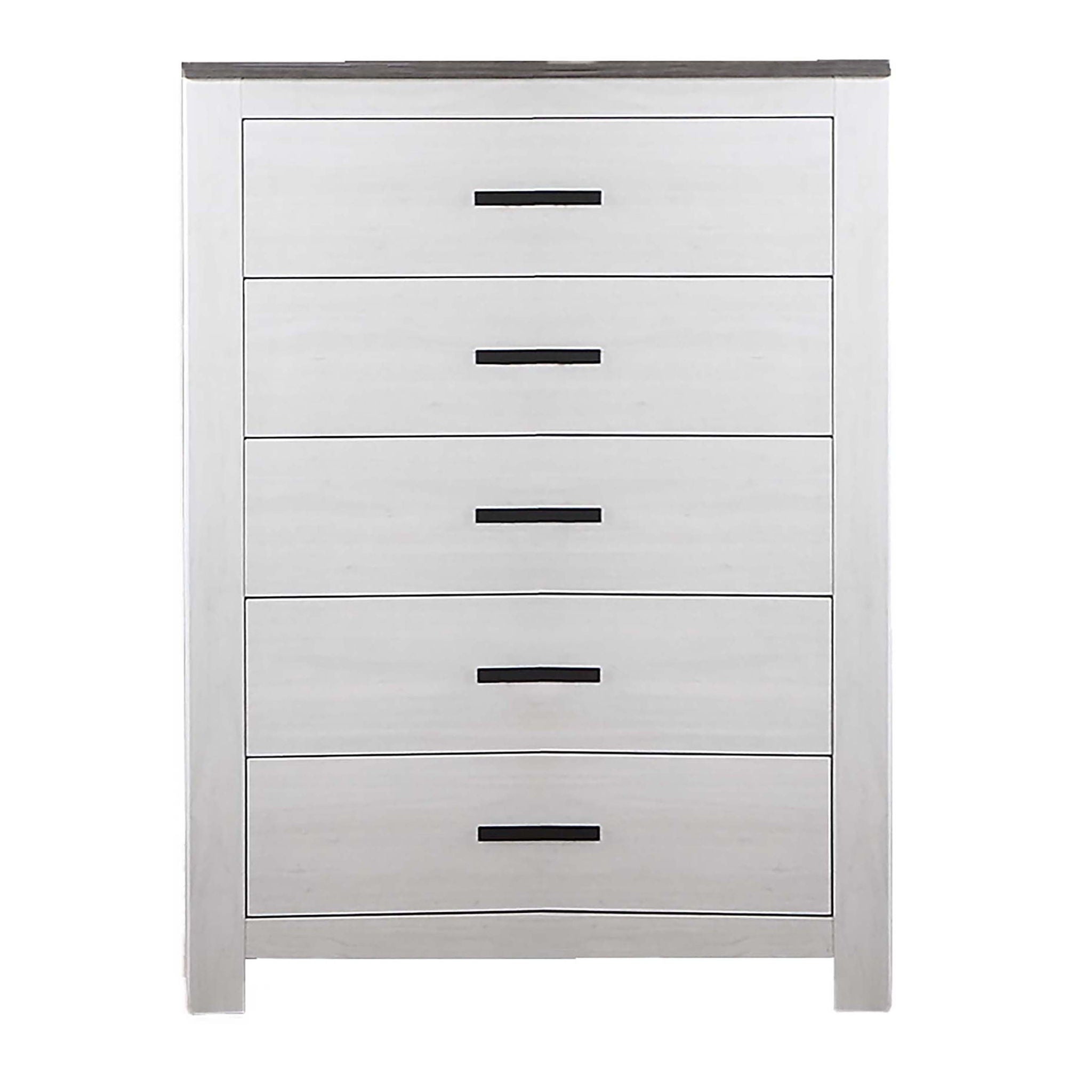 1 Piece Chest 2 Tone Sleek Bar Bedroom Furniture - White