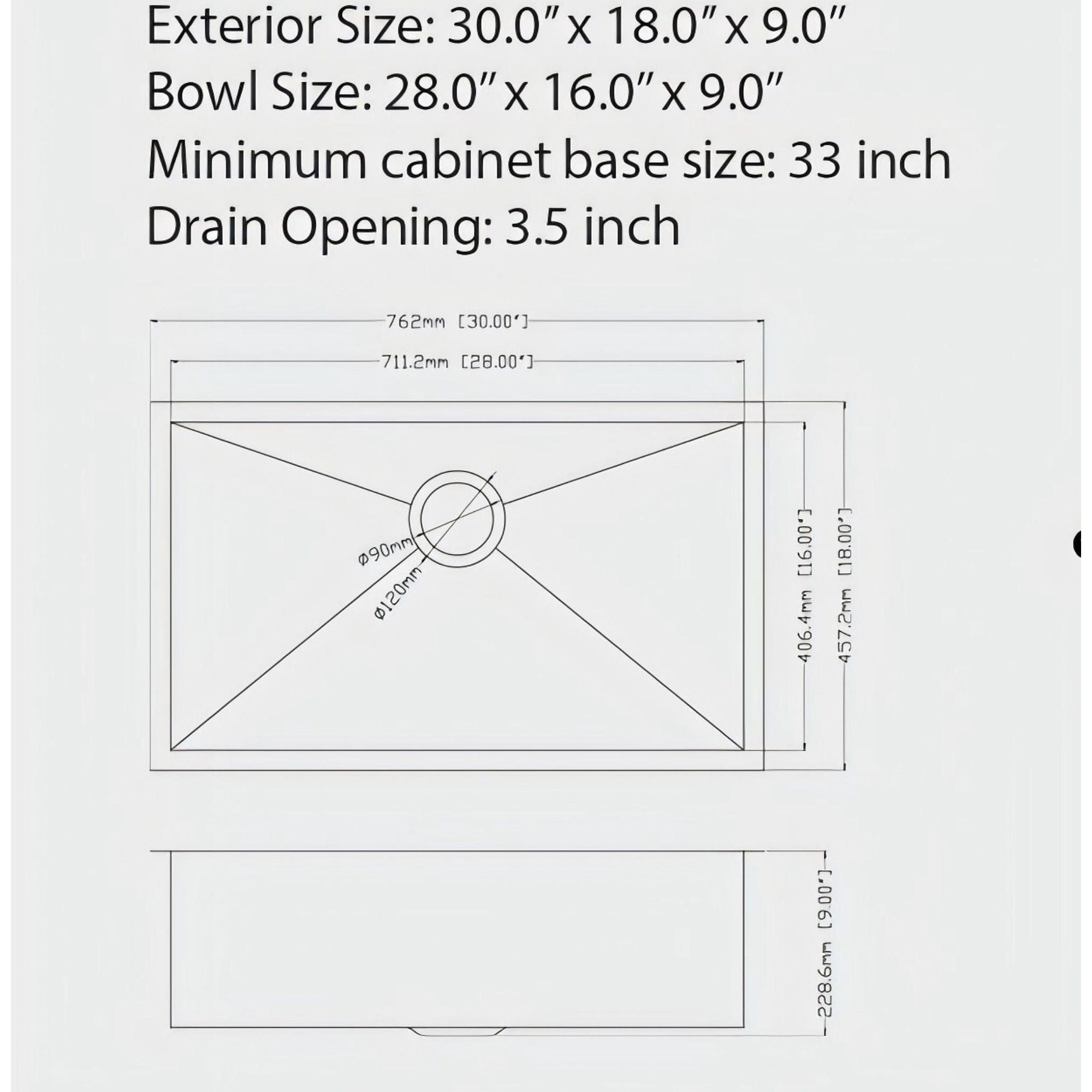 Undermount Kitchen Sink 16 Gauge Single Bowl Stainless Steel
