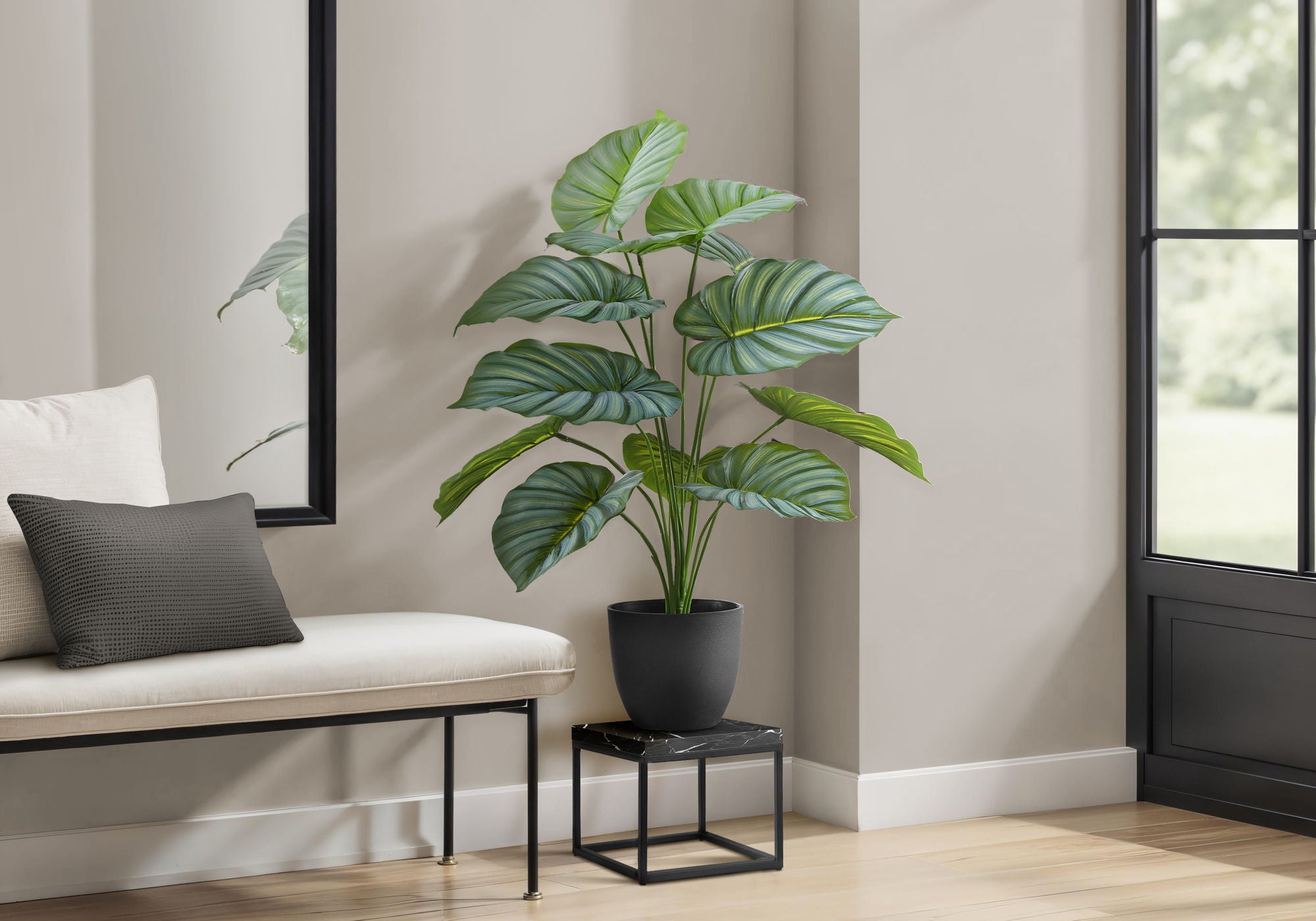 24&quot; Tall, Artificial Plant, Calathea, Indoor, Faux, Fake, Table, Greenery, Potted, Real Touch, Decorative - Green / Black