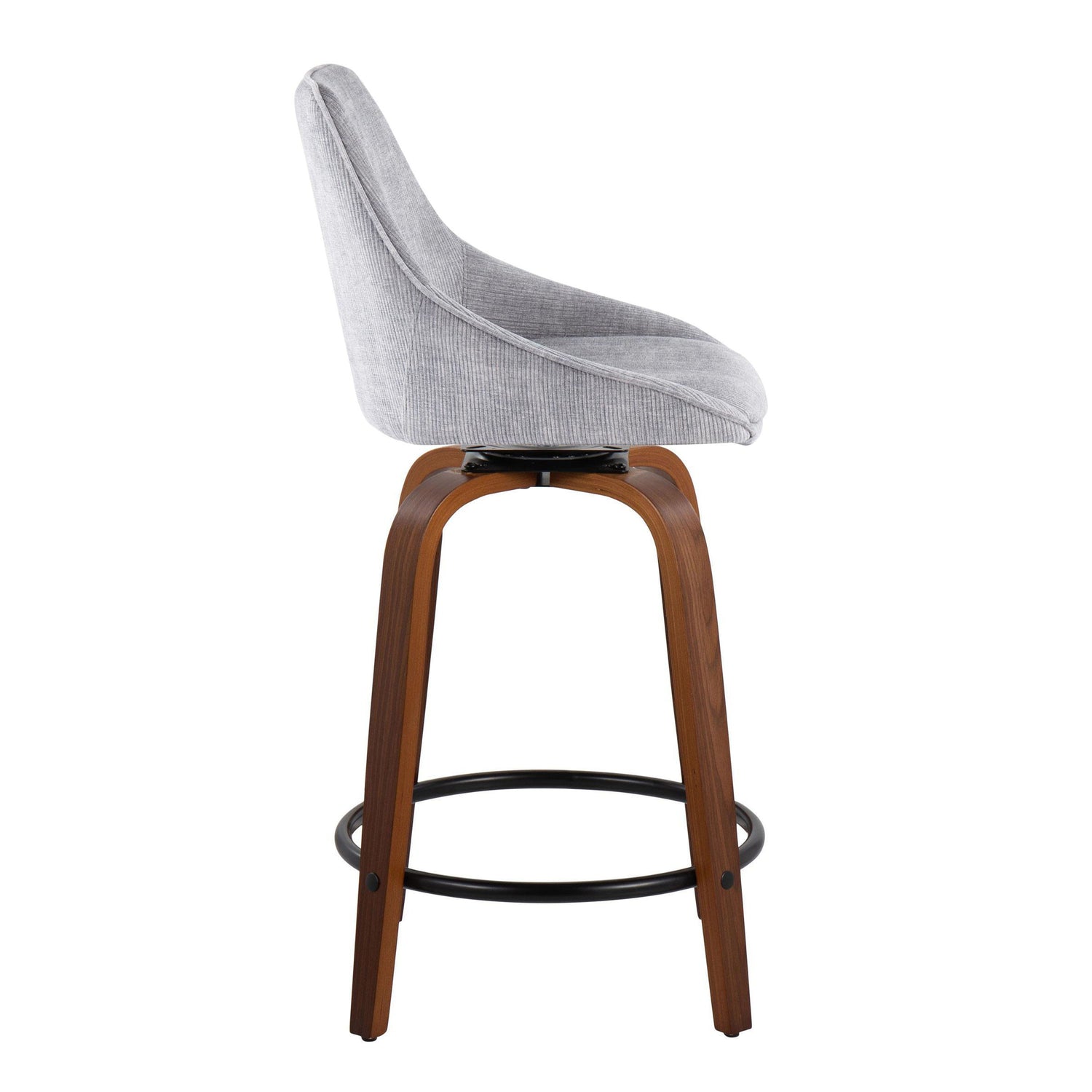 Diana - Contemporary, Fixed Height Counter Stool With Swivel &amp; Round Footrest (Set of 2)
