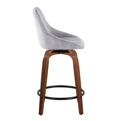 Diana - Contemporary, Fixed Height Counter Stool With Swivel &amp; Round Footrest (Set of 2)