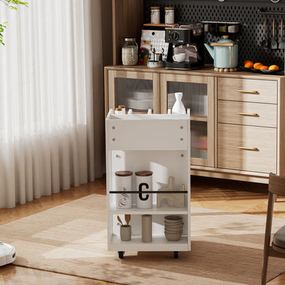 4 Tier Kitchen Island Cart With Spice Rack &amp; Locking Casters, Simple Design Mobile Kitchen Storage Islands For Kitchen Living Room Bedroom