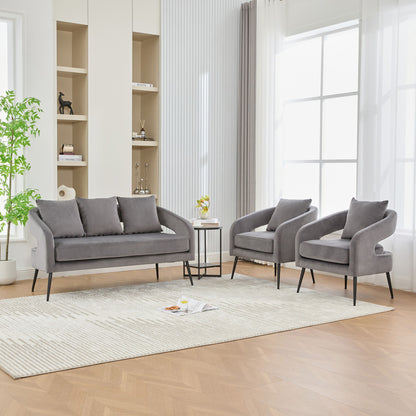 3 Piece Living Room Set, Loveseat &amp; 2 Accent Chairs