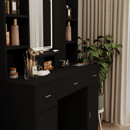 43.31&quot; Newly Designed Smart Mirror Dressing Table With Drawers And Storage Cabinet, Dressing Table With Dressing Pad For Bedroom, Dressing Room