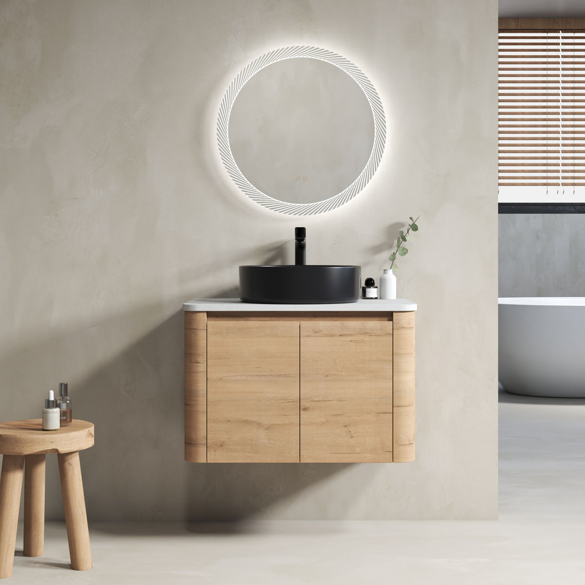 Wall Mounted Bathroom Vanity &amp; Art Sink &amp; 1 Soft Close Door