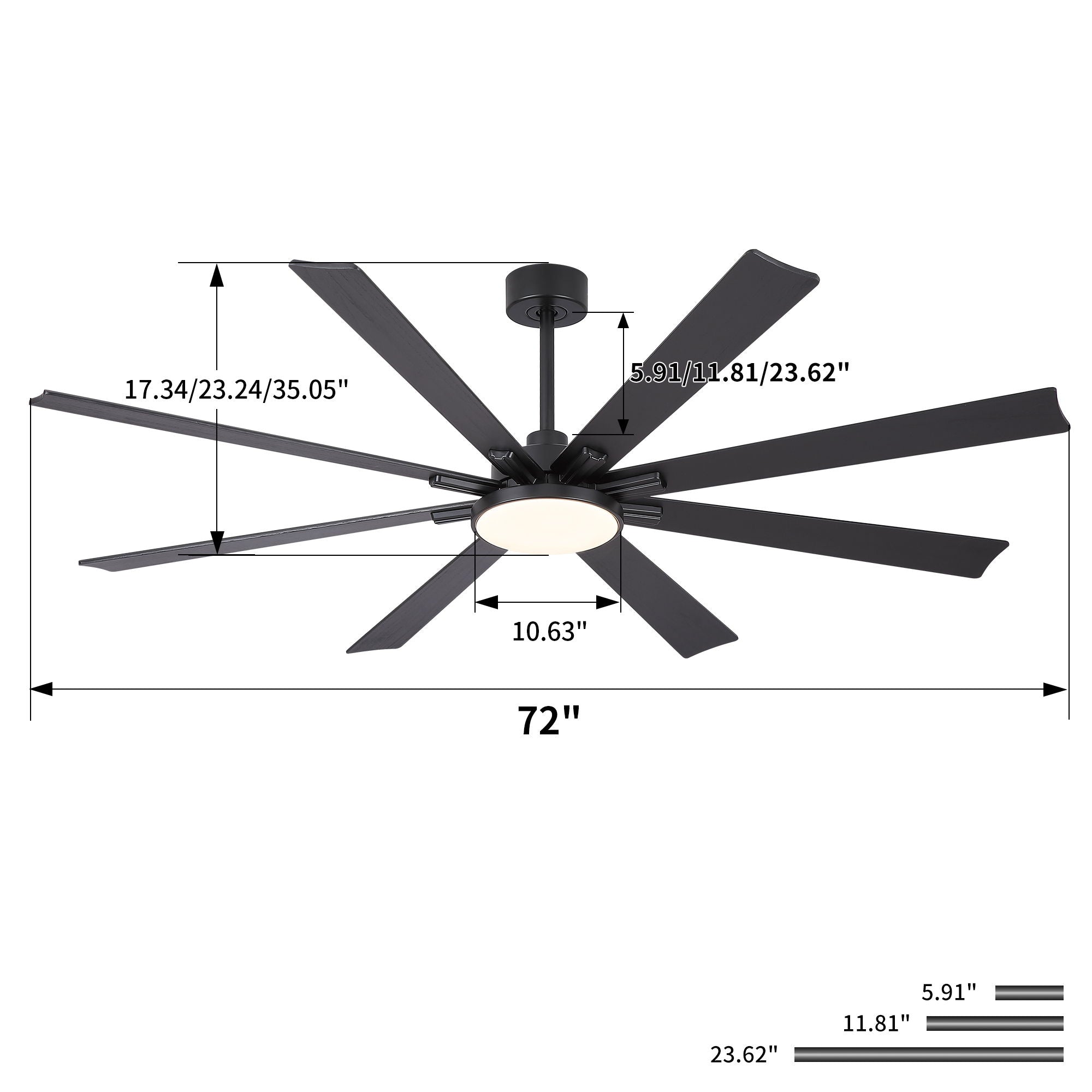 Large Ceiling Fan With Dimmable LED Light 8 Blades Remote Control, Reversible DC Motor