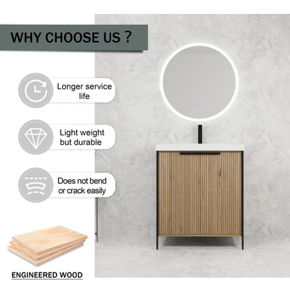 Modern Freestanding Bathroom Vanity With Resin Sink &amp; Soft Close Cabinet Doors