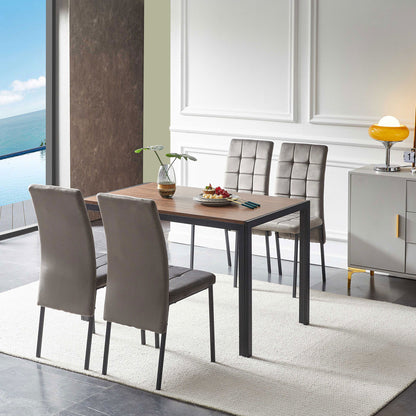 5 Piece Dining Set Including Velvet High Back Nordic Dining Chair &amp; Creative Design Dining Table