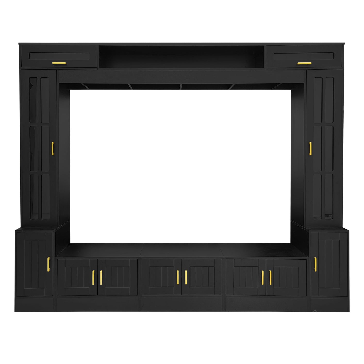Wall Unit Entertainment Center With Bookshelves For TVs Up To 80"
