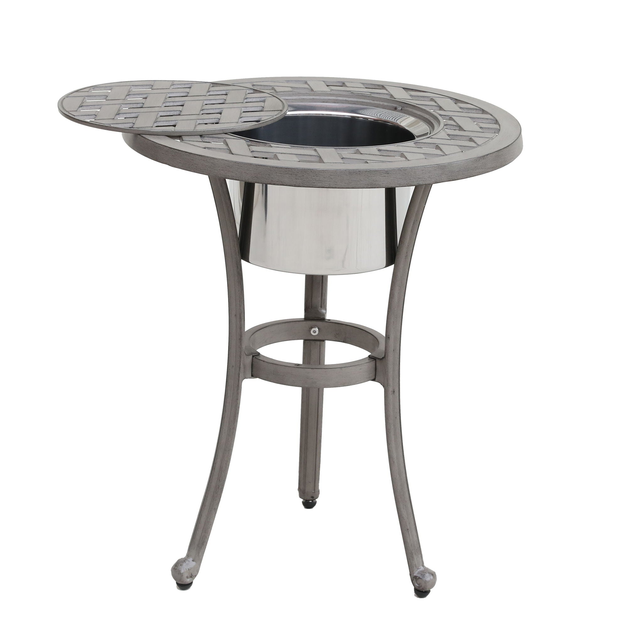 21&quot; Cast Aluminum Round Table With Ice Bucket