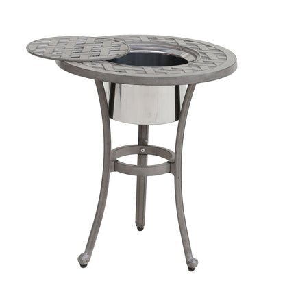 21&quot; Cast Aluminum Round Table With Ice Bucket