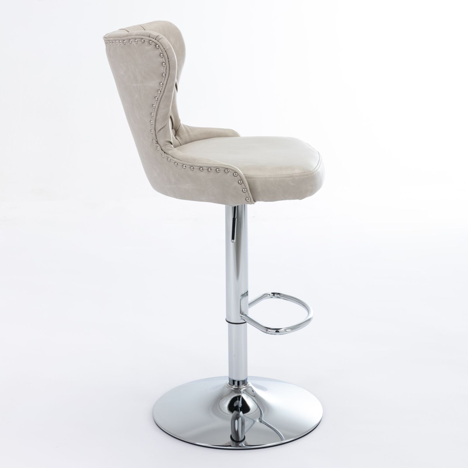 Swivel Barstools Adjusatble Seat Height From 25-33&quot;, Modern Upholstered Chrome Base Bar Stools With Backs Comfortable Tufted For Home Pub And Kitchen Island