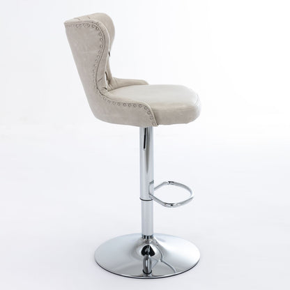 Swivel Barstools Adjusatble Seat Height From 25-33&quot;, Modern Upholstered Chrome Base Bar Stools With Backs Comfortable Tufted For Home Pub And Kitchen Island