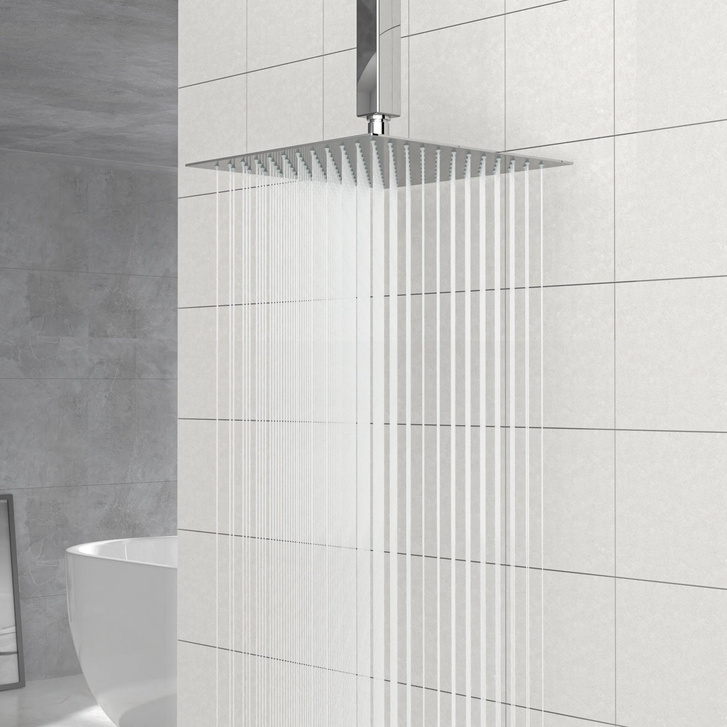 Modern 10&quot; Square Rainfall Shower Head &amp; Stainless Steel Wall Or Ceiling Mount Luxury Spa Shower Panel