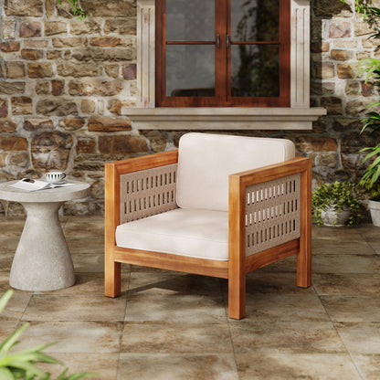 Outdoor Club Chair &amp; Rope Arm And Cushions