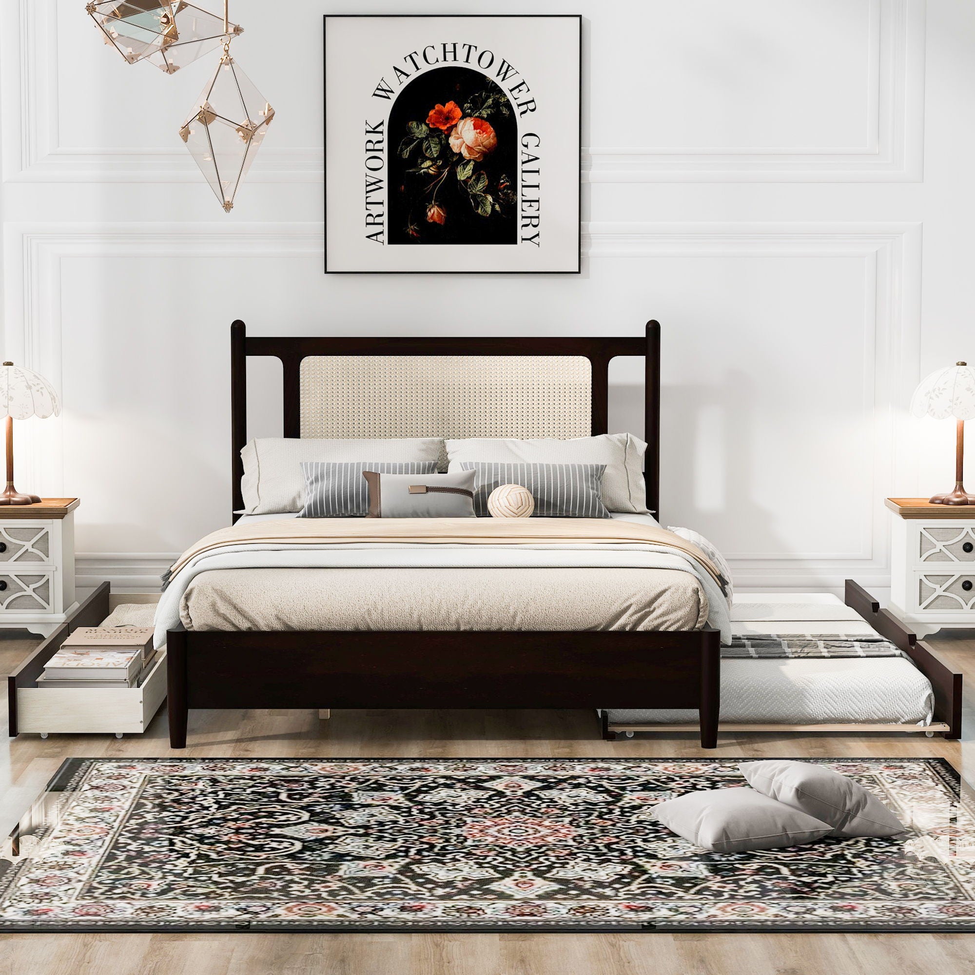 Platform Bed With 2 Big Drawers &amp; Trundle