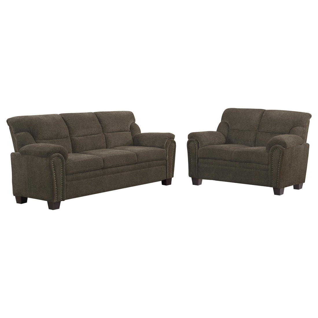 Conway - 2 Piece Living Room Set With Nailhead Trim - Brown