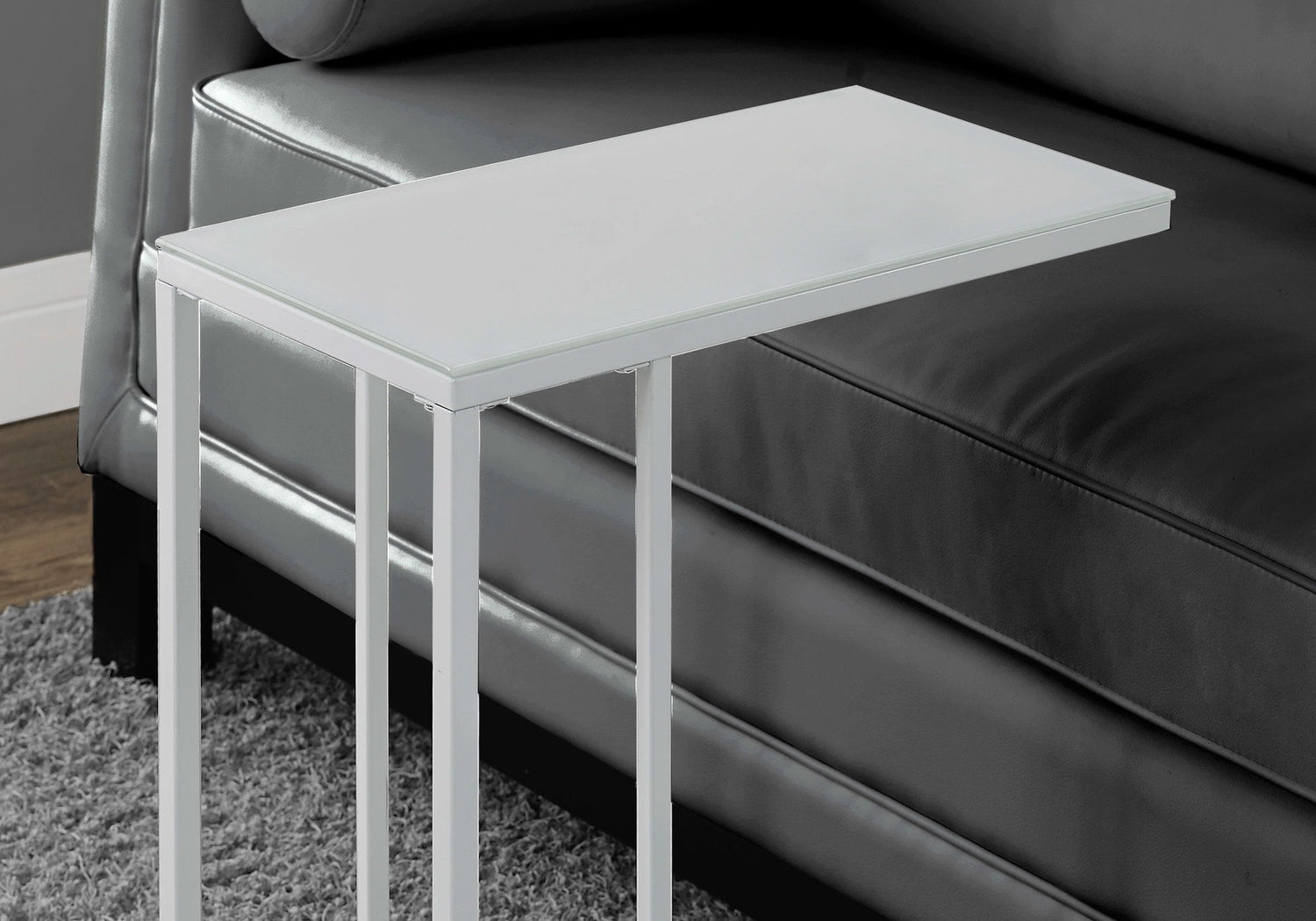Accent Table, C - Shaped, Tempered Glass, Stylish Design Contemporary &amp; Modern