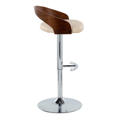 Grotto - Contemporary Adjustable Barstool &amp; Swivel With Rounded T Footrest (Set of 2)