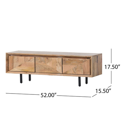 TV Stand With 3 Cabinets For TVs Up To 59&quot; - Natural