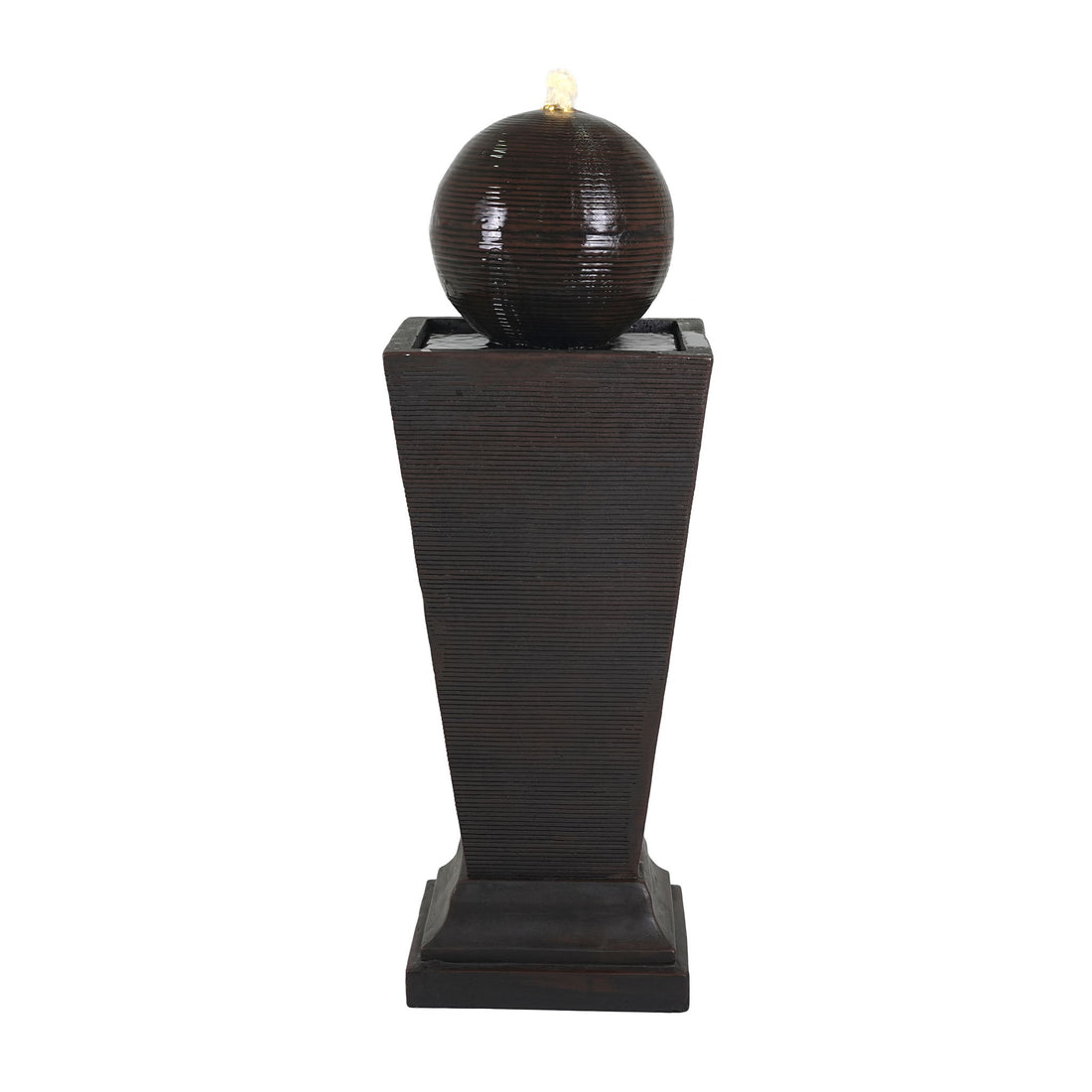 35.5&quot; Tall Column Fountain With LED Lights, Retro Outdoor Decor, Weather Resistant Feature - Dark Brown
