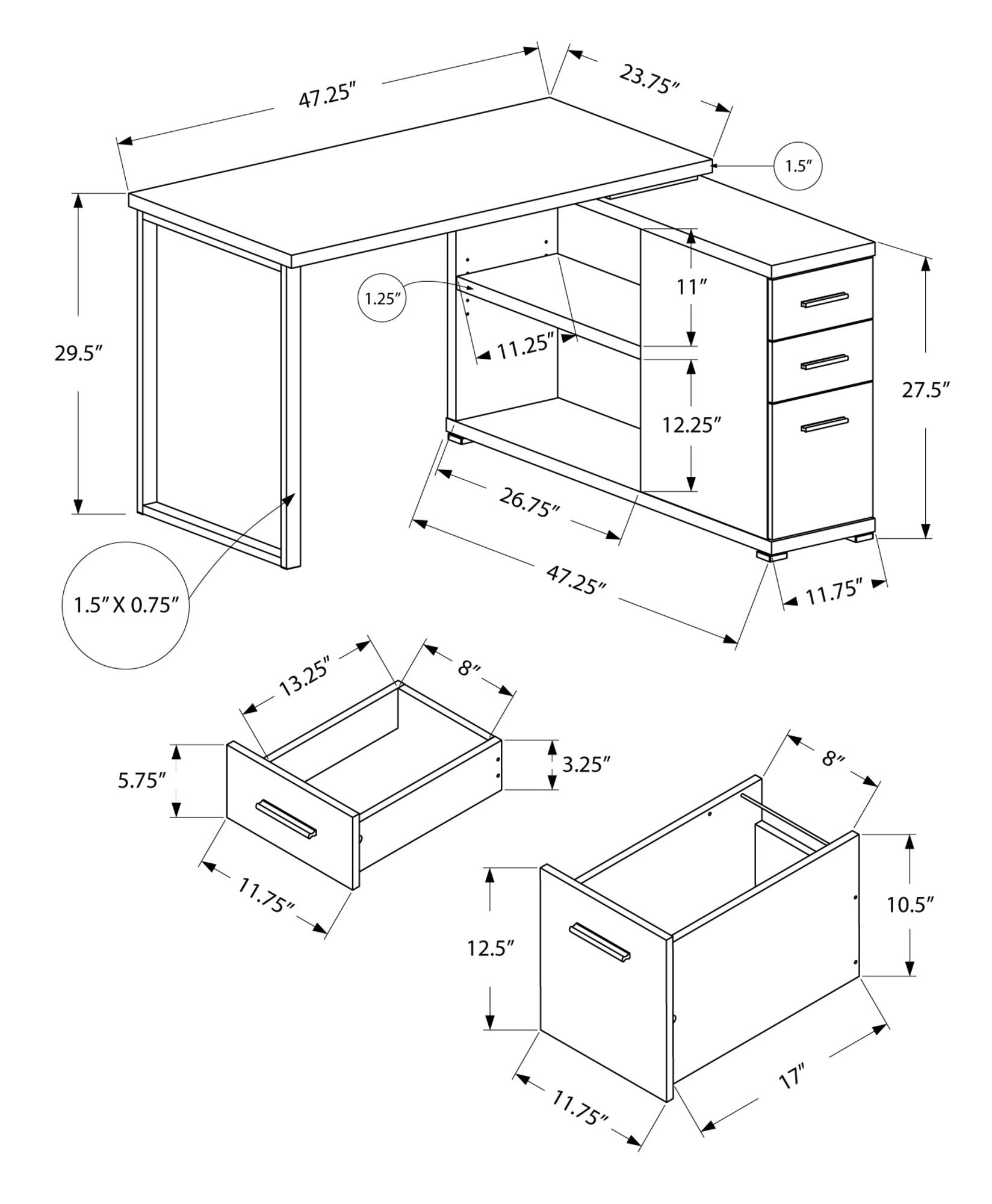 Computer Desk, Home Office, Corner, Left, Right Set - Up, Storage Drawers, L Shape, Laptop, And Contemporary &amp; Modern