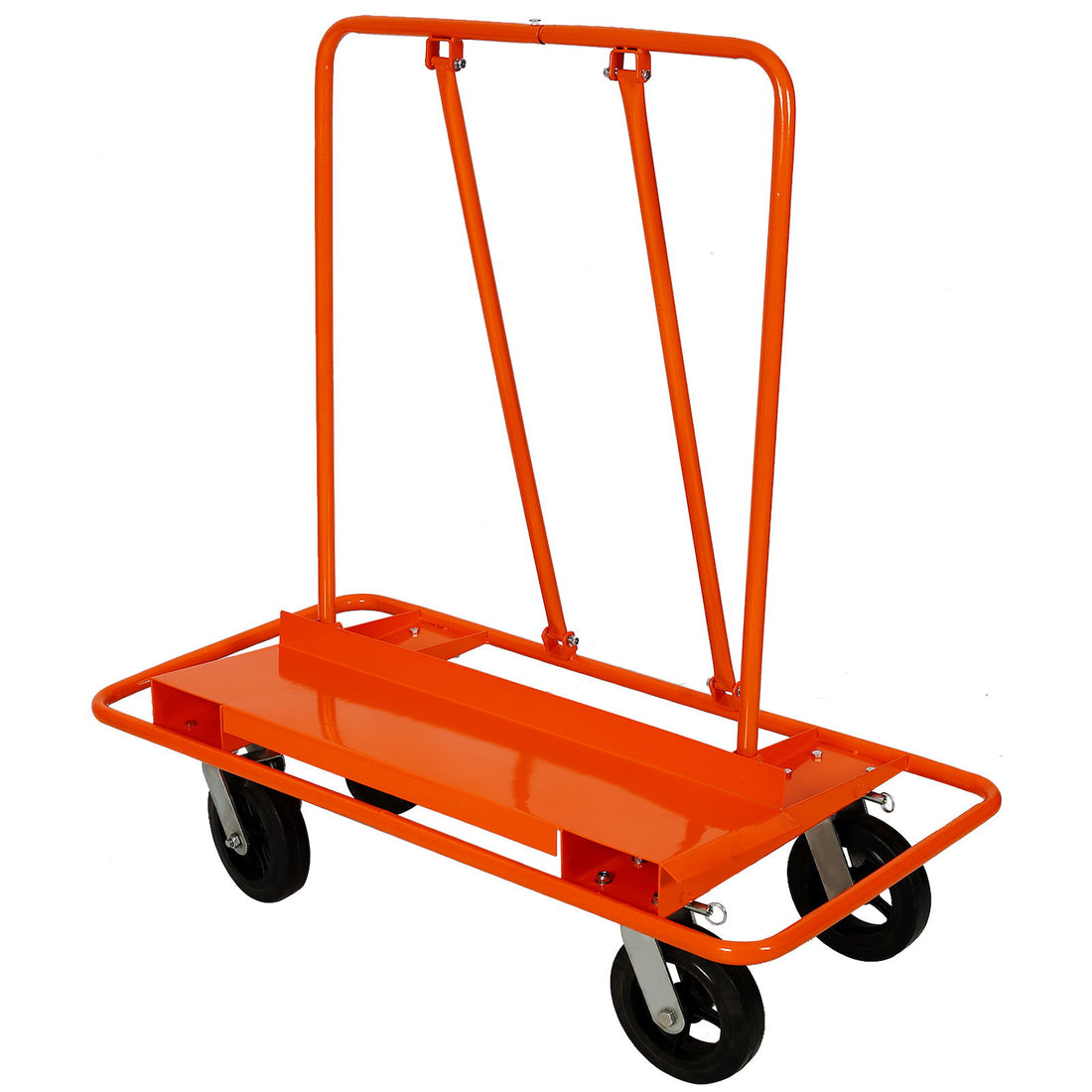 Heavy Duty Drywall Sheet Cart &amp; Panel Dolly With 2400Lbs Capacity, Mold On Rubber Wheels, Steel Construction - Orange