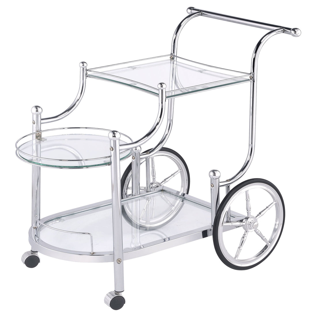 Reia - 3 Tier Cart With Casters &amp; Tempered Glass Design - Chrome