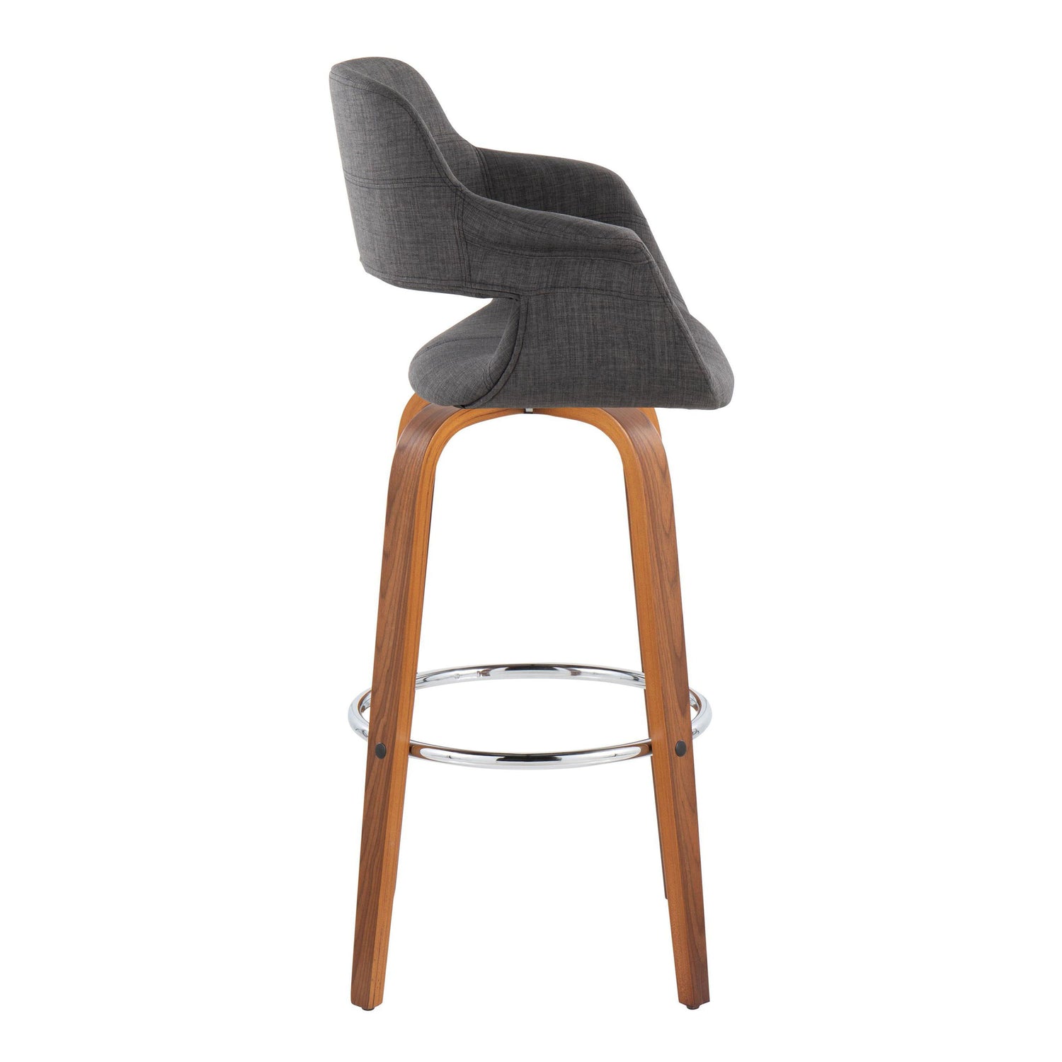 Vintage Flair - Mid Century Modern Fixed Height Barstool With Swivel &amp; Round Footrest (Set of 2)