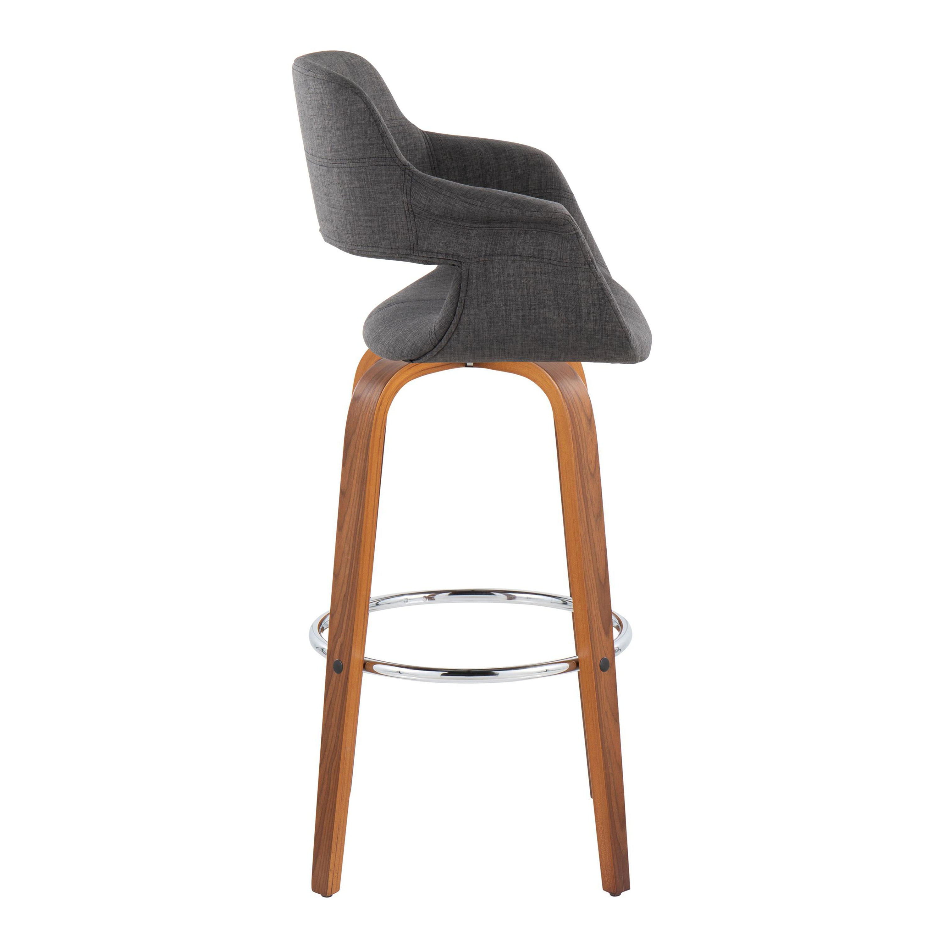 Vintage Flair - Mid Century Modern Fixed Height Barstool With Swivel &amp; Round Footrest (Set of 2)