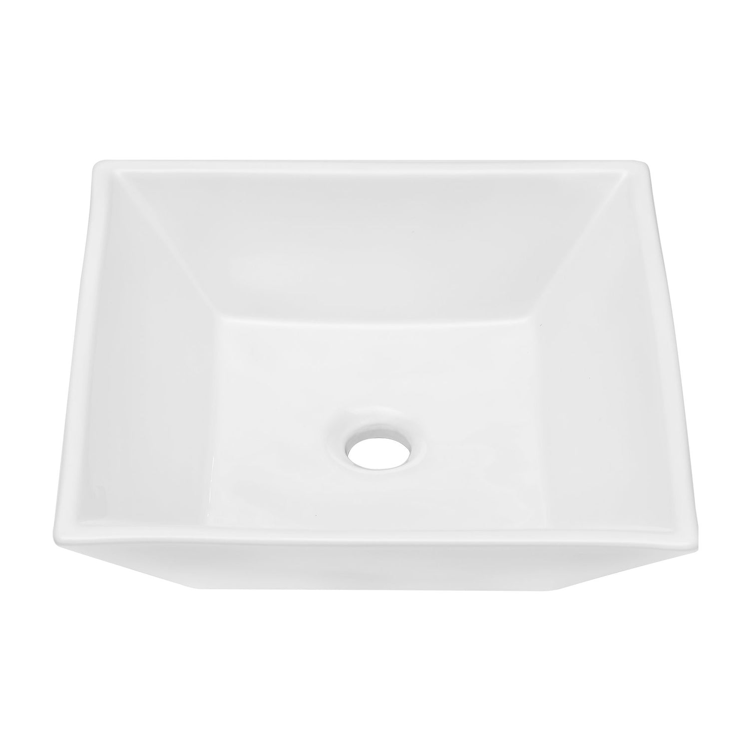 16&quot; 6&quot; Modern European Square Vessel Sink Glossy Porcelain Bathroom Vanity Top Above Counter Ceramic Basin - White