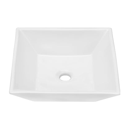 16&quot; 6&quot; Modern European Square Vessel Sink Glossy Porcelain Bathroom Vanity Top Above Counter Ceramic Basin - White