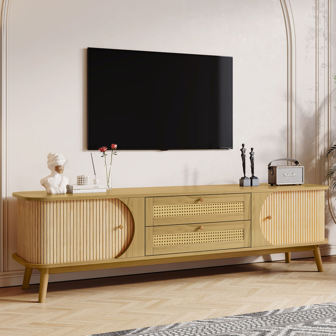 Rattan TV Stand For Tvs Up To 75&